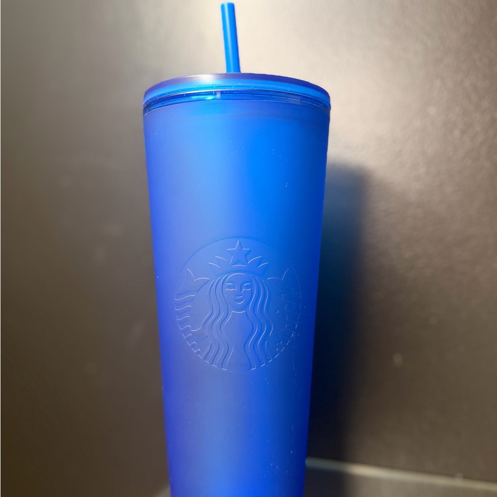 Starbucks Matte Blue Tall Tumbler with Straw